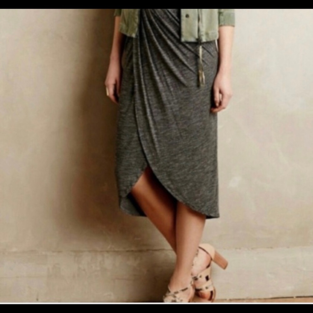 Anthropologie grey midi skirt